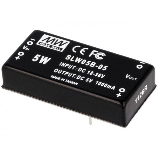 SLW05B-05; Converter: DC/DC; 5W; Uin: 18÷36V; 5VDC; Iout: 1000mA; 2