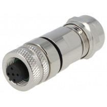 SM12-PVC-B5F-1B9; Plug; M12; PIN: 5; female; B code-Profibus; for cable; soldering; DEGSON ELECTRONICS