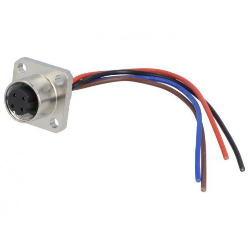 SM12-S90C-D4F-2A010; Socket; M12; PIN: 4; female; D code-Ethernet; IP67; 250V; 4A; cables; DEGSON ELECTRONICS