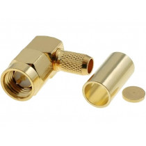 ; Plug; SMA; male; angled 90°; RG58; crimped; for cable; gold-plated; 