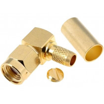 ; Plug; SMA; reverse,female; angled 90°; 3C2V,RG141,RG58; crimped; 