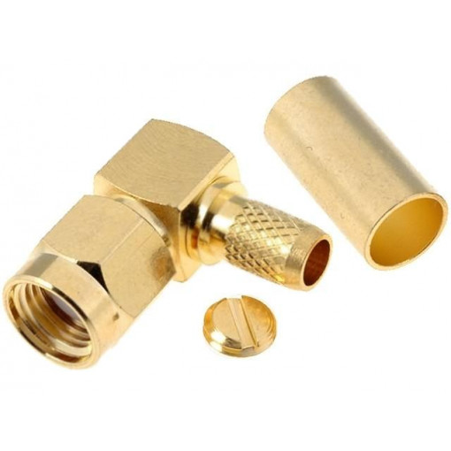 ; Plug; SMA; reverse,female; angled 90°; 3C2V,RG141,RG58; crimped; 