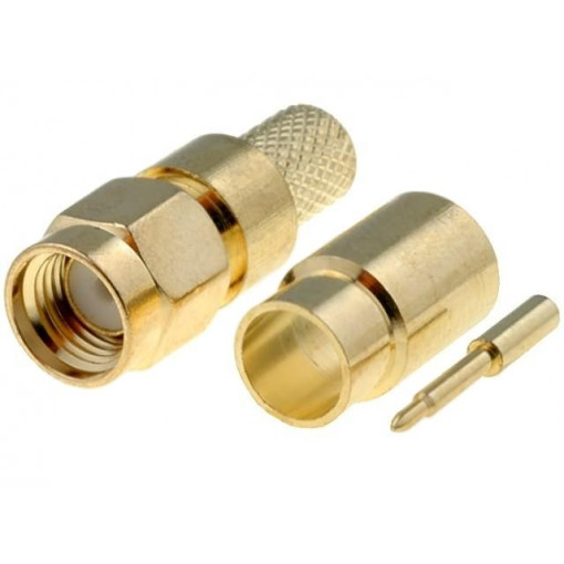 ; Plug; SMA; male; straight; H155; crimped; for cable; gold-plated; ; Plug; SMA; male; straight; H155; crimped; for cable; gold-plated;