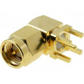 ; Socket; SMA; male; angled 90°; THT; gold-plated; 
