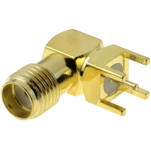 ; Socket; SMA; female; angled 90°; THT; gold-plated; 