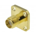 ; Socket; SMA; female; straight; soldering; gold-plated; 