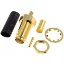 SMA6411A4-3GT50G-5-50; Socket; SMA; female; straight; 50Ω; crimped; for panel mounting; AMPHENOL