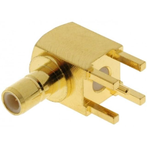 SMB1252B1-3GT30G-50; Socket; SMB; male; angled 90°; 50Ω; THT; teflon; gold-plated; 0.3dB; AMPHENOL