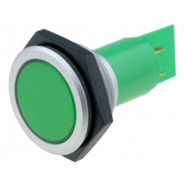 SMFP30H7249; Indicator: LED; flat; 24÷28VDC; Cutout: Ø30.2mm; IP67; brass; SIGNAL-CONSTRUCT