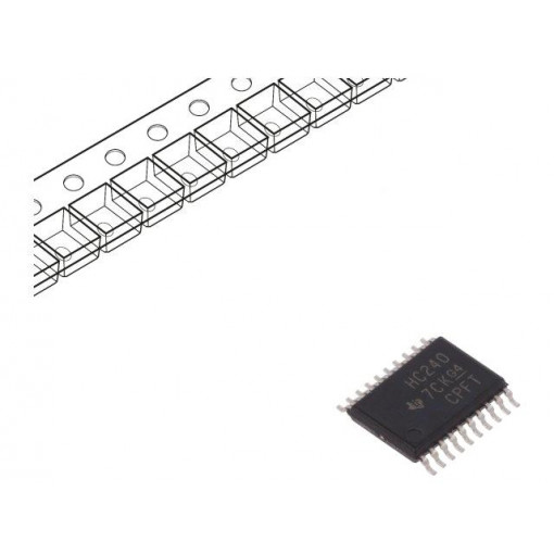 SN74HC240PWT; IC: digital; 3-state,octal,line driver; Channels: 8; SMD; TSSOP20; TEXAS INSTRUMENTS