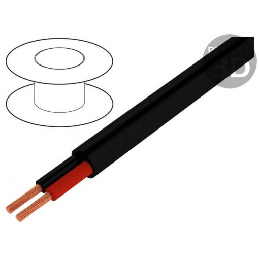 400090; Wire: loudspeaker cable; 2x2,5mm2; stranded; Cu; black; PVC; 7.5mm; HELUKABEL