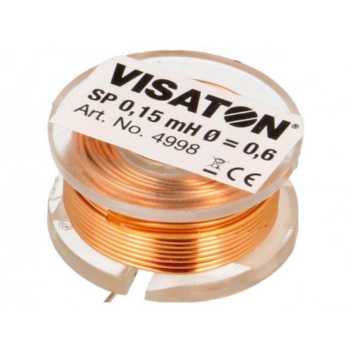 4998; Inductor: air coil; 0.15mH; 0.45Ω; Ø: 25mm; H: 12mm; Øcore: 0.6mm; VISATON