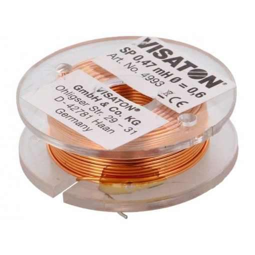 4993; Inductor: air coil; 0.47mH; 0.83Ω; Ø: 37mm; H: 12mm; Øcore: 0.6mm; VISATON