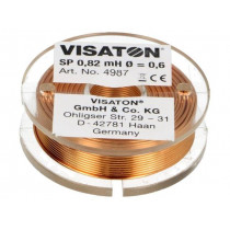 4987; Inductor: air coil; 0.82mH; 1.15Ω; Ø: 37mm; H: 12mm; Øcore: 0.6mm; VISATON