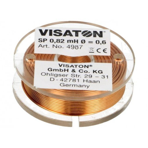 4987; Inductor: air coil; 0.82mH; 1.15Ω; Ø: 37mm; H: 12mm; Øcore: 0.6mm; VISATON