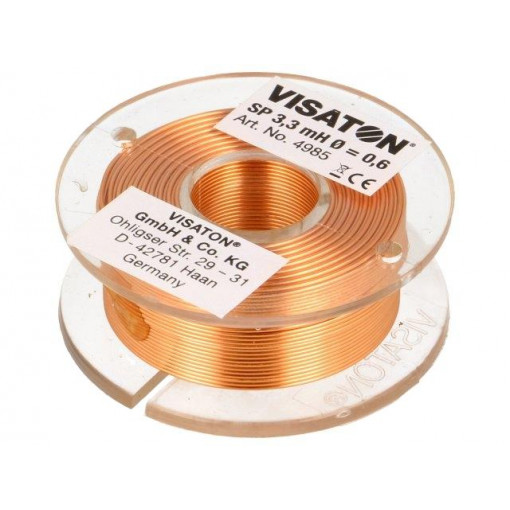 4985; Inductor: air coil; 3.3mH; 2.6Ω; Ø: 48mm; H: 18mm; Øcore: 0.6mm; VISATON