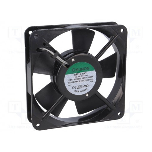 SP101AT1122HBT.GN; Fan: AC; axial; 115VAC; 120x120x25mm; 132(±7%)m3/h; 46dBA; 2150rpm; SUNON SP101AT1122HBT.GN; Fan: AC; axial; 115VAC; 120x120x25mm; 132(±7%)m3/h; 46dBA; 2150rpm; SUNON