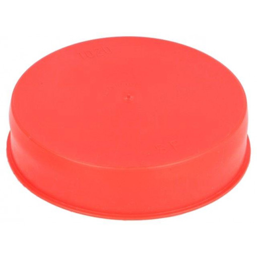 15220; Plugs; Body: red; Out.diam: 103.3mm; H: 23mm; Mat: LDPE; Shape: round; SUNDPLAST
