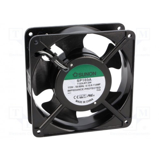 SP103A1123LBT.GN; Fan: AC; axial; 115VAC; 120x120x38mm; 122m3/h; 37dBA; ball bearing; SUNON SP103A1123LBT.GN; Fan: AC; axial; 115VAC; 120x120x38mm; 122m3/h; 37dBA; ball bearing; SUNON