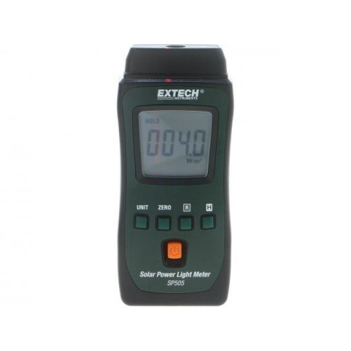 SP505; Meter: solar power; LCD; 3999W/m2; 108x48x23mm; 80g; 5÷40°C; EXTECH SP505; Meter: solar power; LCD; 3999W/m2; 108x48x23mm; 80g; 5÷40°C; EXTECH