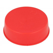 14730; Plugs; Body: red; Out.diam: 84.5mm; H: 17.6mm; Mat: LDPE; Shape: round; SUNDPLAST