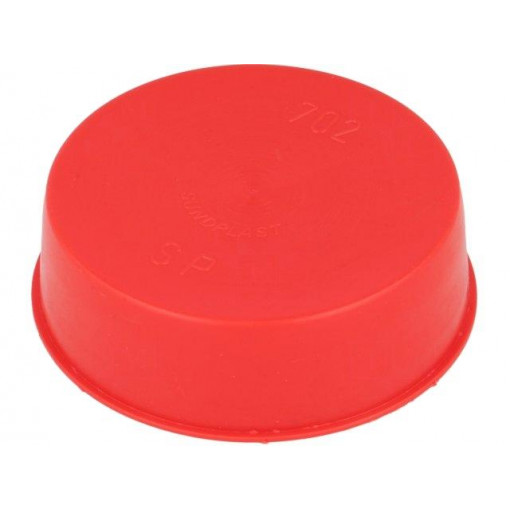 14730; Plugs; Body: red; Out.diam: 84.5mm; H: 17.6mm; Mat: LDPE; Shape: round; SUNDPLAST