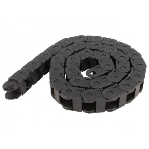SR250LI015028; Cable chain; Series: Light; Bend.rad: 28mm; L: 986mm; Colour: black; BREVETTI