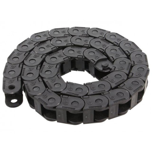 SR250LI015038; Cable chain; Series: Light; Bend.rad: 38mm; L: 986mm; Colour: black; BREVETTI