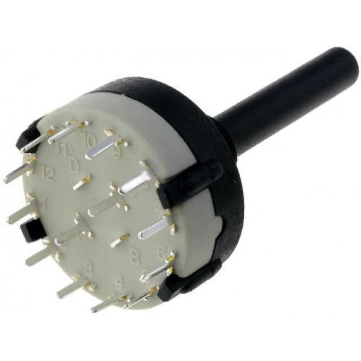 SR26NS1-2-6P-M10-38R6; Switch: rotary; Pos: 12; 0.3A/125VAC; 1A/30VDC; Poles number: 2; 30°; CANAL ELECTRONIC