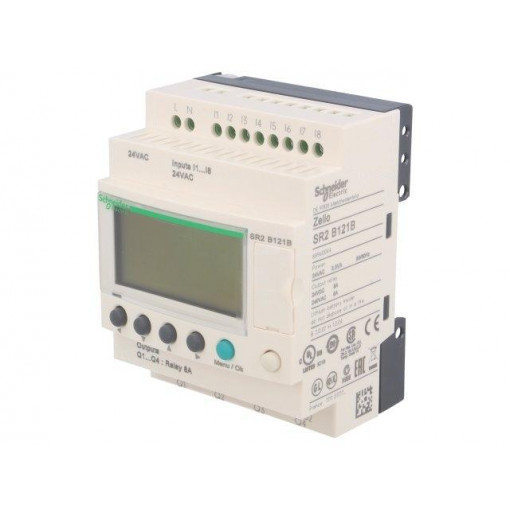 SR2B121B; Programmable relay; IN: 8; Anal.in: 0; OUT: 4; OUT 1: relay; DIN; IP20; SCHNEIDER ELECTRIC
