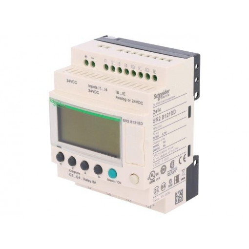 SR2B121BD; Programmable relay; IN: 8; Anal.in: 4; OUT: 4; OUT 1: relay; 24VDC; SCHNEIDER ELECTRIC