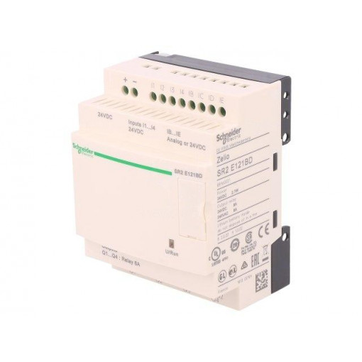 SR2E121BD; Programmable relay; IN: 8; Anal.in: 4; OUT: 4; OUT 1: relay; 24VDC; SCHNEIDER ELECTRIC