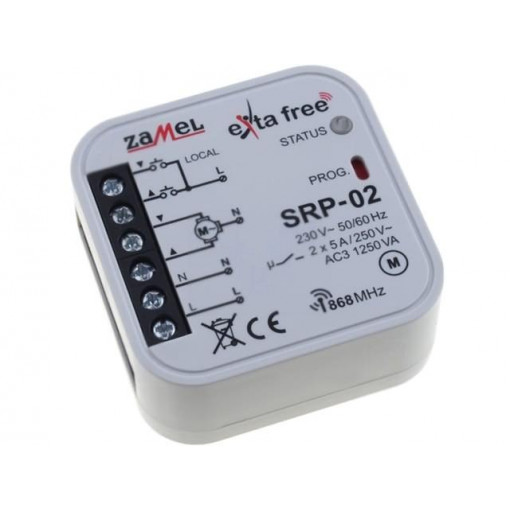 SRP-02; Blinds controller; EXTA FREE; IP20; 230VAC; NO x2; flush mount; 5A; ZAMEL