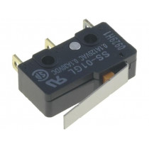 SS-01GL; Microswitch SNAP ACTION; with lever; SPDT; 0.1A/125VAC; ON-(ON); OMRON OCB