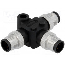SS-040404-MMM-TS001; T adapter; M12 male x3; A code-DeviceNet / CANopen; PIN: 4; IP68; AMPHENOL