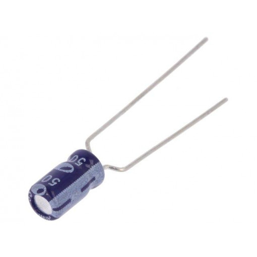 SS1H105M04007PA18P; Capacitor: electrolytic; THT; 1uF; 50VDC; Ø4x7mm; Pitch: 5mm; ±20%; SAMWHA SS1H105M04007PA18P; Capacitor: electrolytic; THT; 1uF; 50VDC; Ø4x7mm; Pitch: 5mm; ±20%; SAMWHA