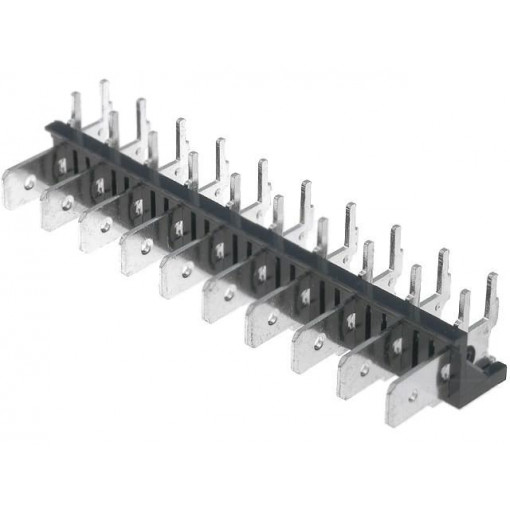 XY256R-A(7.62)-10PIN; Terminal: spade terminal strip; 6.3mm; THT; 250V; angled 90°; 12A; XINYA