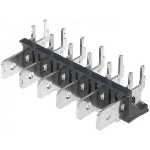 XY256R-A(7.62)-6PIN; Terminal: spade terminal strip; 6.3mm; THT; 250V; angled 90°; 12A; XINYA