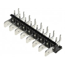 XY256R-A(7.62)-8PIN; Terminal: spade terminal strip; 6.3mm; THT; 250V; angled 90°; 12A; XINYA