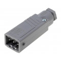 932143106 STAS 3 N GRAU; Connector: rectangular; ST; plug; male; PIN: 3; tinned; IP54; 16A; HIRSCHMANN