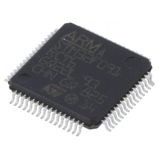 STM32F091RCT6; ARM microcontroller; Flash: 256kB; 48MHz; SRAM: 32kB; LQFP64; STMicroelectronics