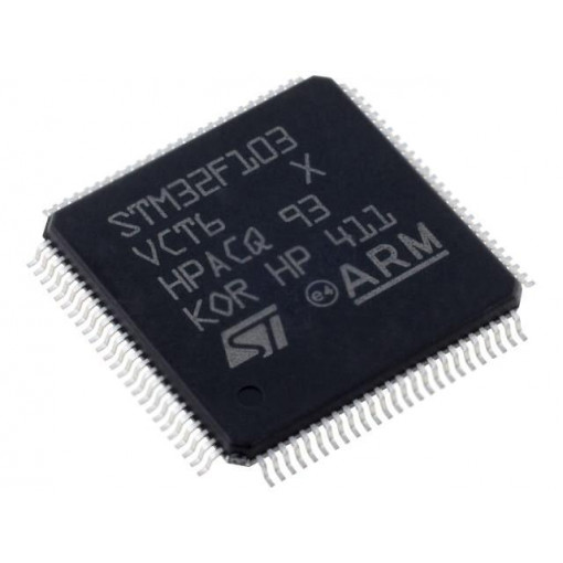STM32F103VCT6; ARM microcontroller; Flash: 256kB; 72MHz; SRAM: 48kB; LQFP100; STMicroelectronics