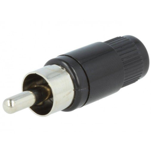 STO 1 SCHWARZ; Plug; RCA; male; straight; soldering; black; nickel plated; LUMBERG