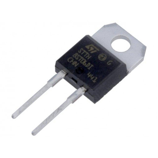 STTH8ST06DI; Diode: rectifying; THT; 600V; 8A; tube; Ifsm: 55A; TO220ACIns; 13ns; STMicroelectronics