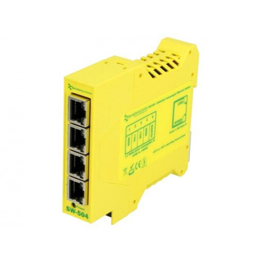 SW-504; Industrial module: switch Ethernet; unmanaged; 5÷30VDC; RJ45; BRAINBOXES