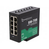 SW-708; Industrial module: switch Ethernet; unmanaged; 5÷30VDC; RJ45; BRAINBOXES