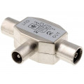 ; Splitter; coaxial 9.5mm plug,coaxial 9.5mm socket x2;  ; Splitter; coaxial 9.5mm plug,coaxial 9.5mm socket x2;