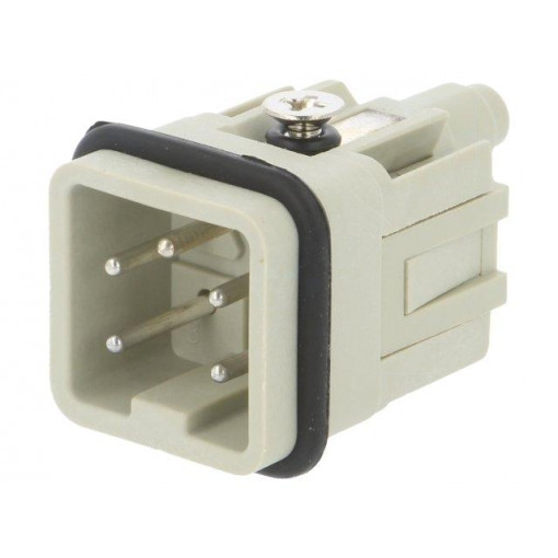 HA-004-M; Connector: HDC; male; HDC; PIN: 5; 4+PE; size 1; 10A; 250V; 0.5÷2.5mm2; TE Connectivity
