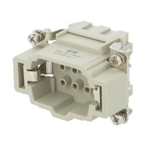 HE-006-MC; Connector: HDC; male; HE; PIN: 6; 6+PE; size 3; w/o contacts; 16A; TE Connectivity