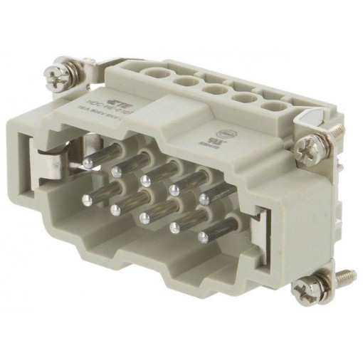HE-010-M; Connector: HDC; male; HE; PIN: 10; 10+PE; size 4; 16A; 500V; for cable; TE Connectivity
